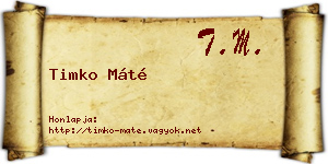 Timko Máté névjegykártya